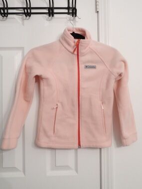 Columbia kids Pink Fleece Jacket with Coral Accent Zipper girls S 7/8